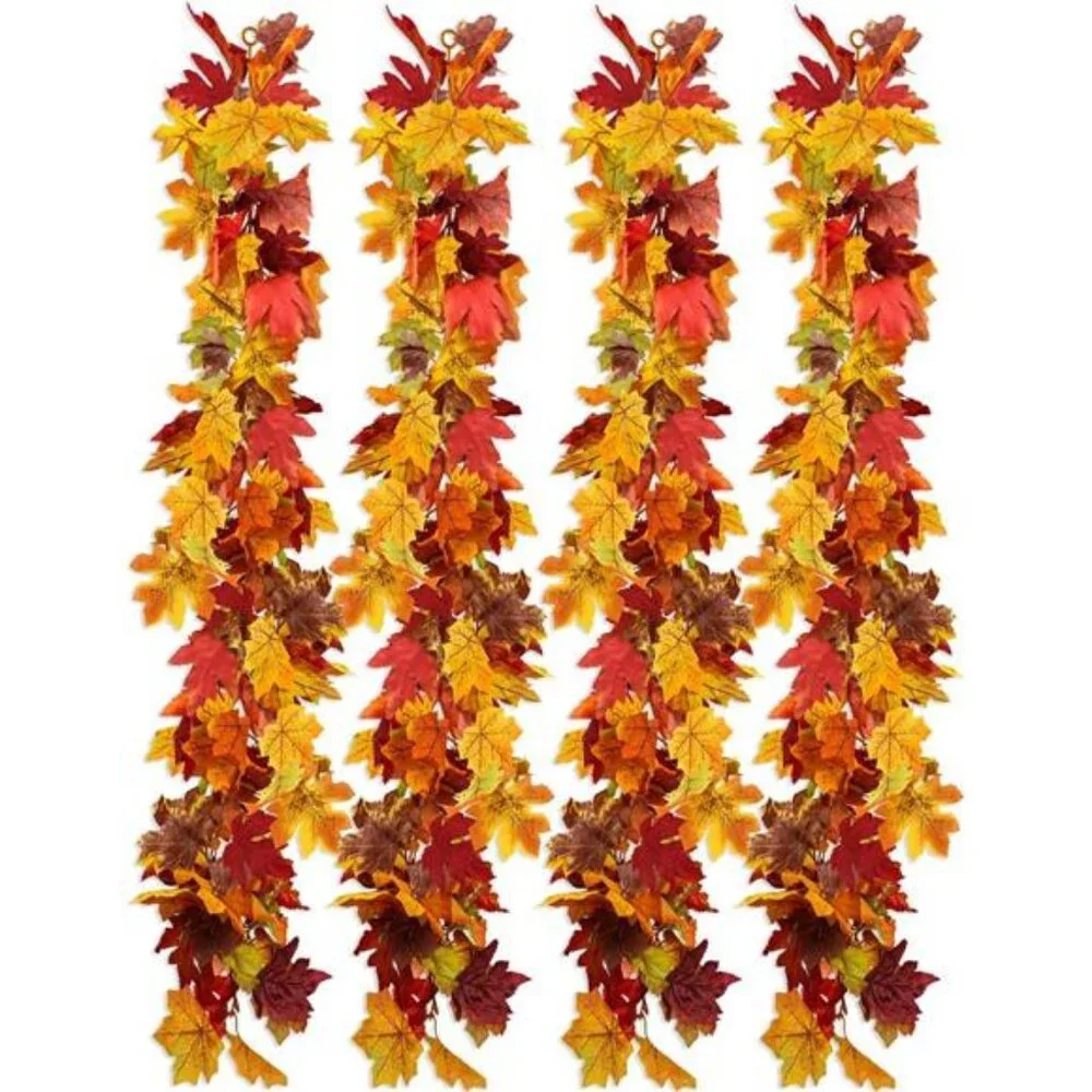 4 Packs Fall Garland Maple Leaf, 5.9Ft/Pieces Fall Leaves Garland